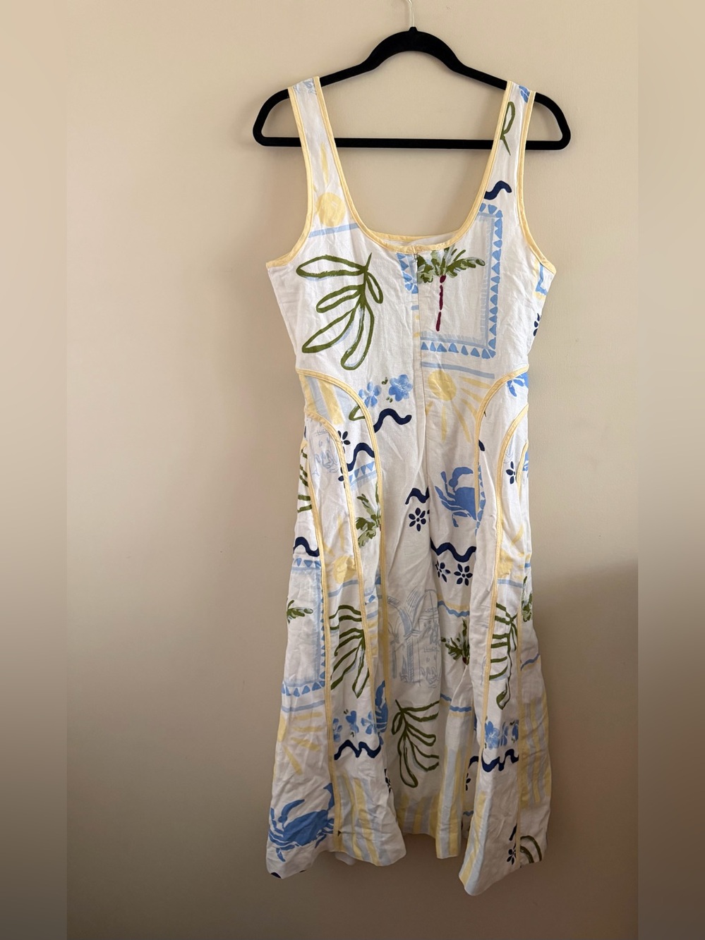 New! Caroline Constas White Midi Dress with Blue, Green & Yellow Floral Print - Picture 3 of 5